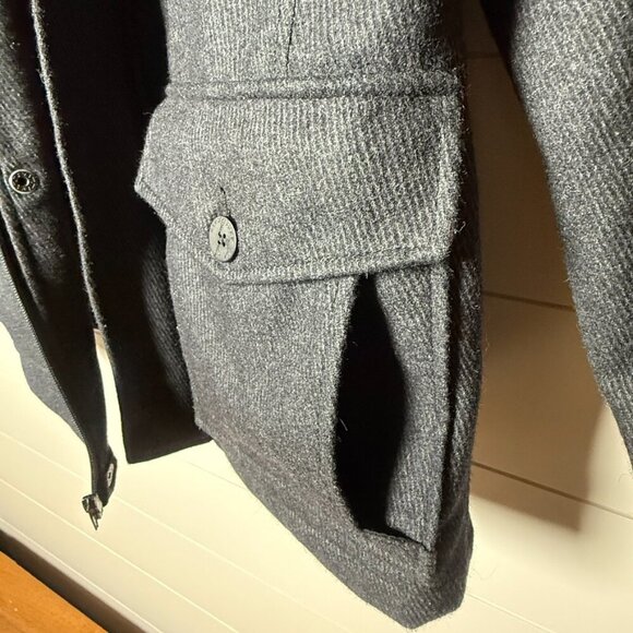 KANE & UNKE MEN'S Medium DK. Gray- FOLDAWAY HOOD MILITARY STYLE JACKET - Picture 4 of 11